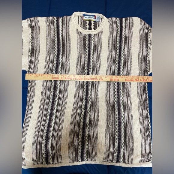 Vintage 90s Concrete Mix Sweater Tan Mens XL/XXL Geometric Knit Hip Hop Biggie - Picture 4 of 9